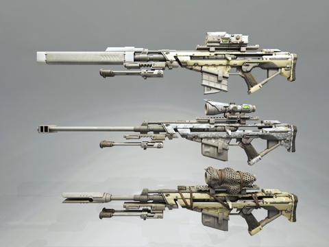  北欧重型狙击步枪 三种作战状态配件3d模型 