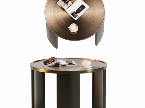 轻奢茶几角几边几圆几su模型