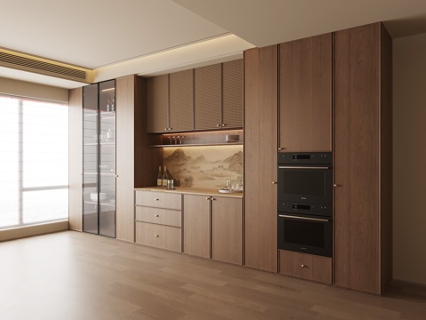 中古风餐边柜su模型