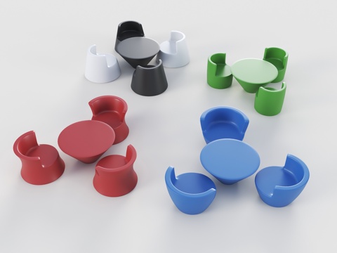 户外休息桌椅 户外桌椅 异形桌椅 休闲桌椅 咖啡店桌椅 现代su模型