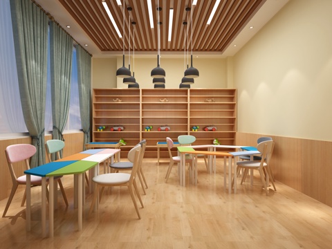  北欧高中学校团体活动室3d模型 
