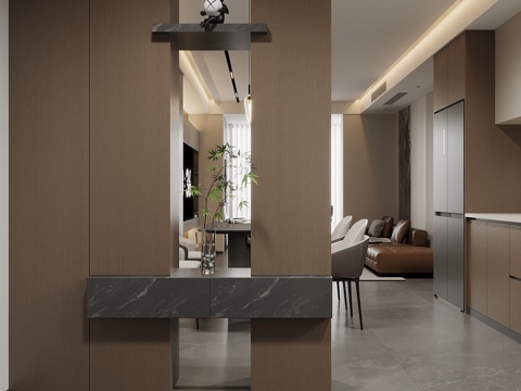 现代意式玄关隔断柜 鞋柜su模型