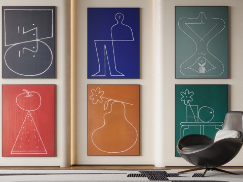 现代极简风装饰画su模型