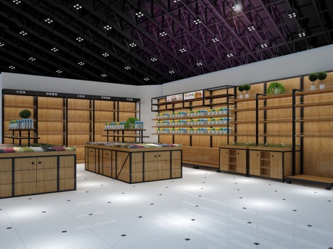  现代超市杂粮货架3d模型 