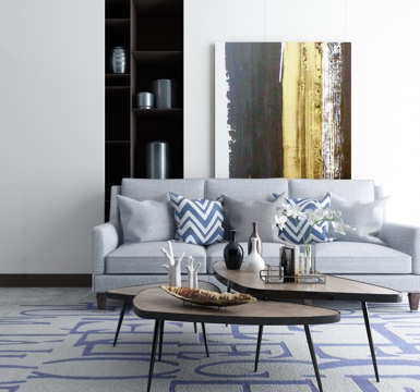  新中式沙发茶几组合3d模型 