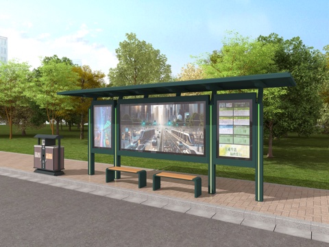 公交站 公交站牌  公交站台  道路设施su模型