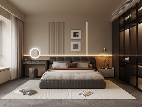 现代意式卧室su模型