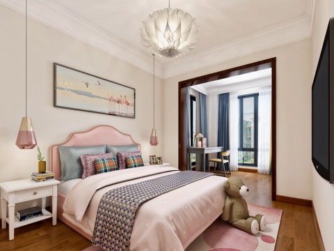  北欧女儿房3d模型 