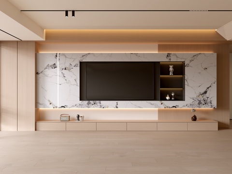  现代客厅 奶油客厅 电视背景墙 客厅背景 电视柜3d模型 