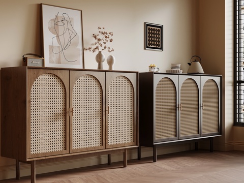 中古风餐边柜 备餐柜su模型