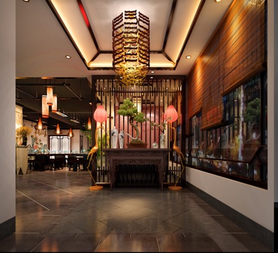  新中式中餐厅3d模型 