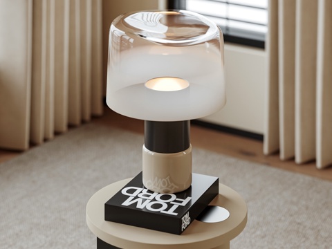 中古台灯 玻璃台灯 边几 角几su模型