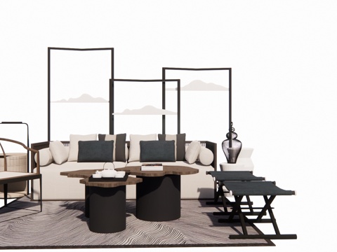 卡座 客厅 卧室 组合沙发 凳子 桌椅 懒人沙发 家装 椅子su模型