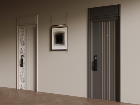 现代单开门 入户门 防盗门su模型