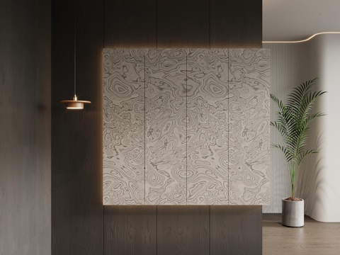 现代意式玄关隔断 背景墙su模型