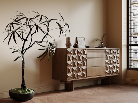 中古风玄关柜 边柜su模型