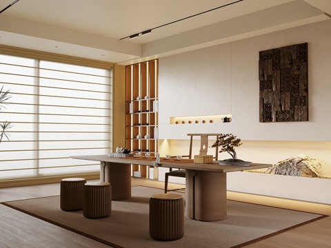  新中式茶室3d模型 