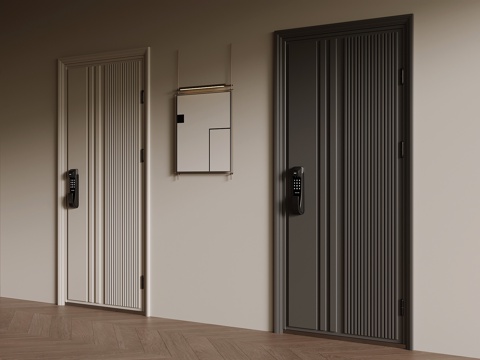 现代单开门 入户门 防盗门su模型