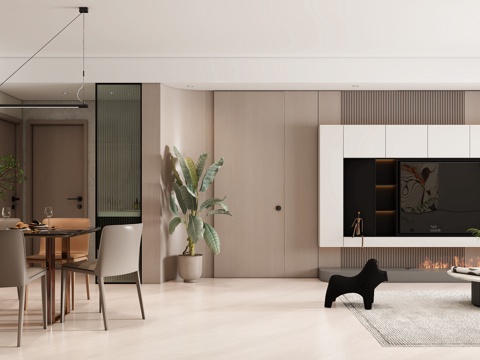  现代客餐厅3d模型 