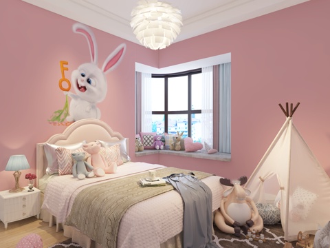  简欧女儿房3d模型 