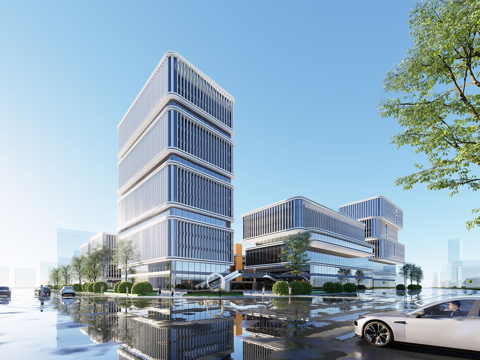 现代智能制造产业园 办公楼建筑 写字楼建筑su模型