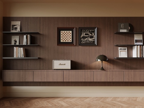 现代中古风书架 置物架su模型