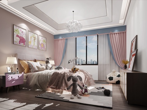  新中式女儿房3d模型 