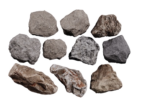 现代石头石块 景观石 岩石 碎石 石头组合su模型