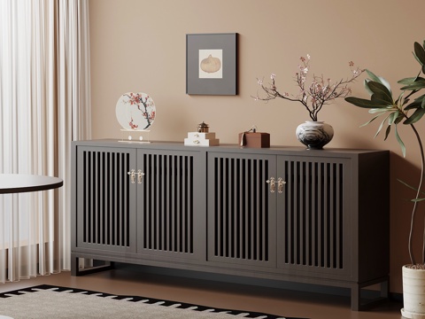 新中式玄关柜 边柜su模型