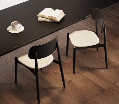 现代意式餐椅 实木餐椅su模型