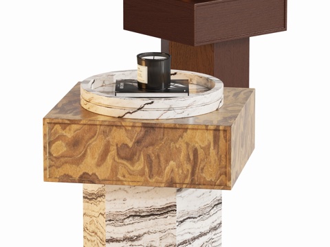 轻奢床头柜角几边几su模型