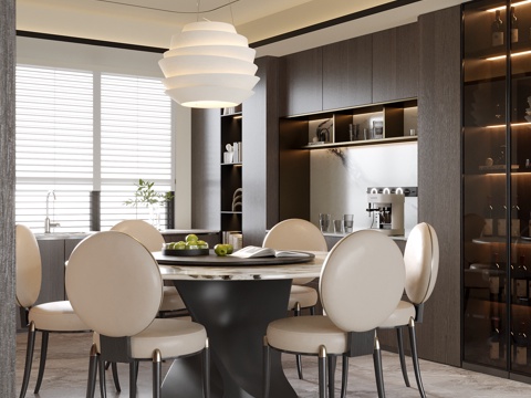  现代餐厅 餐桌椅 餐边柜3d模型 