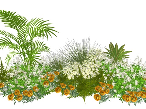 现代室内植物堆造景组合su模型