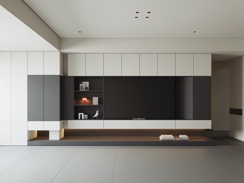  现代客厅电视背景墙3d模型 