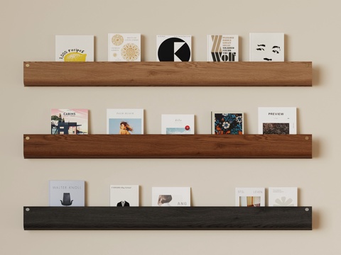 现代书架 壁挂书架 置物架su模型