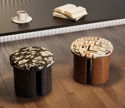 法式中古凳子 换鞋凳 梳妆凳su模型