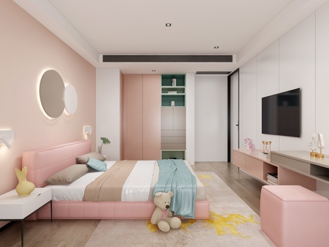 北欧女儿房卧室组合3d模型