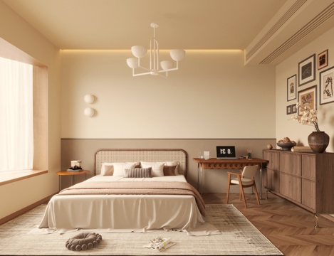 中古风卧室su模型