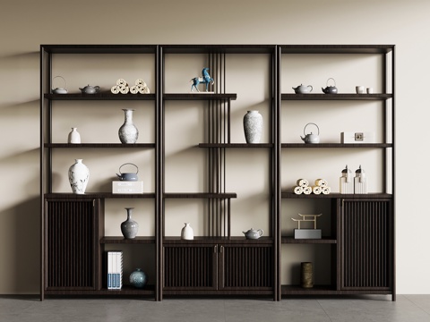 新中式博古架 法式博古架su模型