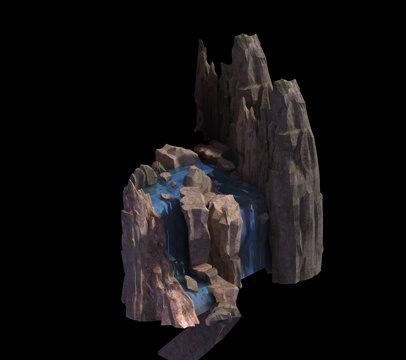  其它山瀑布石头悬崖3d模型 