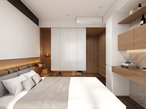  现代台式风主卧3d模型 