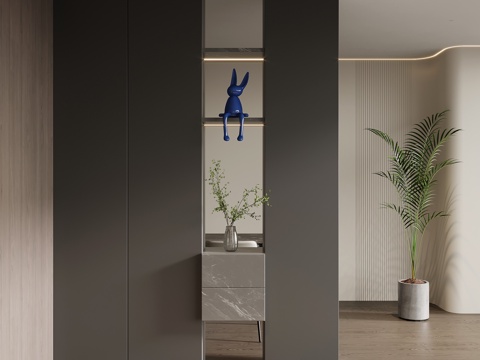 现代意式玄关隔断柜 鞋柜su模型