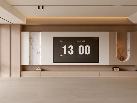  现代客厅 奶油客厅 电视背景墙 客厅背景 电视柜3d模型 