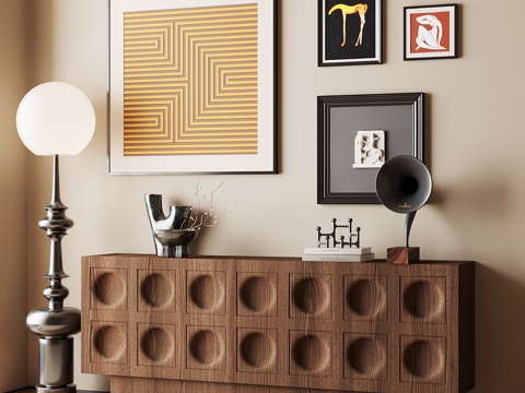 中古风装饰柜su模型