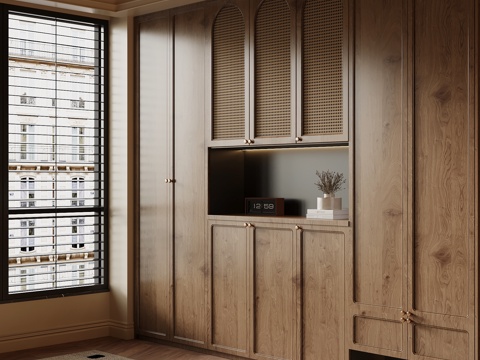 中古风鞋柜 入户装饰柜su模型