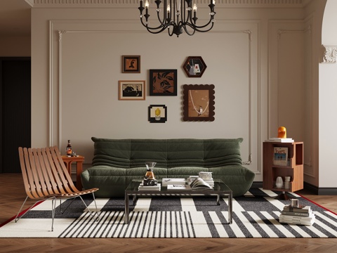  法式客厅3d模型 