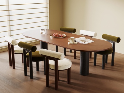 法式中古餐桌椅su模型