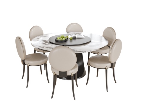 现代餐桌椅组合 餐椅 餐桌su模型