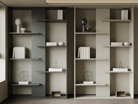 现代书架 置物架su模型