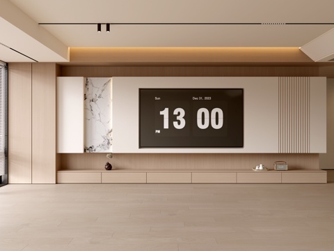 现代客厅 奶油客厅 电视背景墙 客厅背景 电视柜su模型